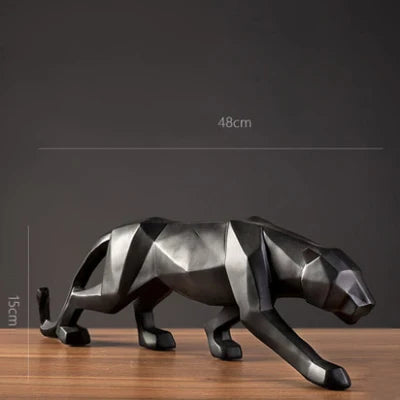 Panther-Statue, Tierfigur, abstrakter geometrischer Stil, Kunstharz, Leopardenskulptur, Heimbüro, Desktop-Dekoration, Kunsthandwerk