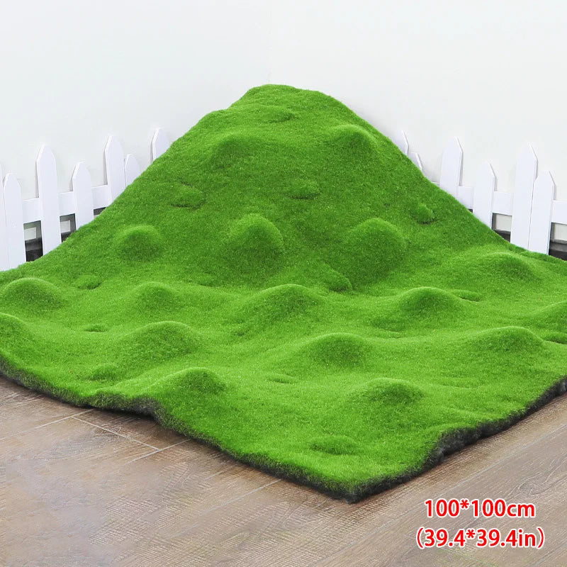 Frendorf | Kunststoffgras Teppich – 50/100cm Fake Moos Rasenfläche für Garten, Hochzeit und Heimdekoration – Grüne Landschaftsmatte Teppich