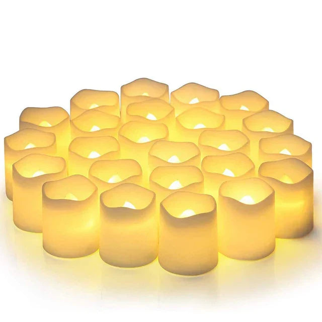 Frendorf | 24er Set LED Kerzen ohne Flamme – Batteriebetrieben, Realistische Flammenoptik, Sicher und Dekorativ für gemütliche Abende