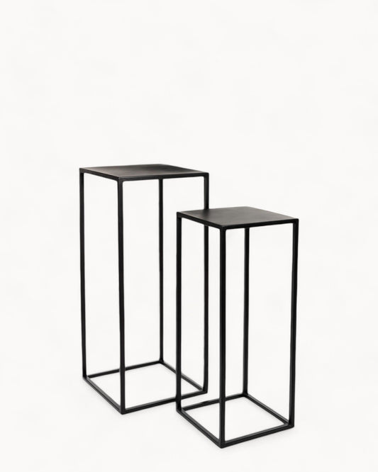 Frendorf | Mica Decorations - Goa Beistelltisch - 2er-Set - L30 x B30 x H70 cm - Metall - Schwarz
