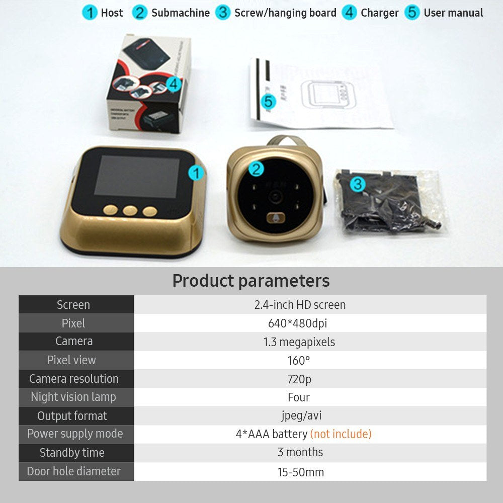 Drahtlose Türviewer-Kamera mit Monitor, Live-Ansicht und Nachtsicht für die Haussicherheit (Batterie nicht enthalten)