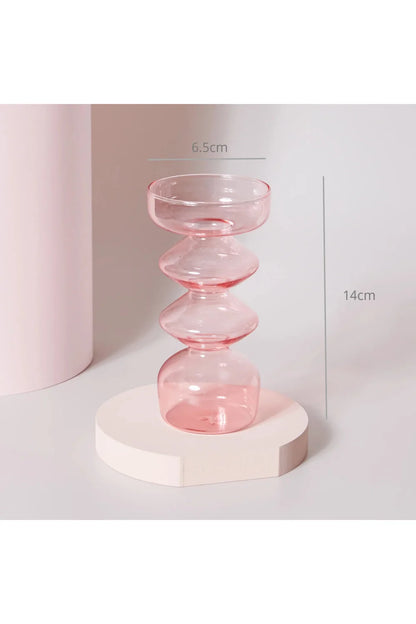 Pink Glass Taper Kerzenhalter
