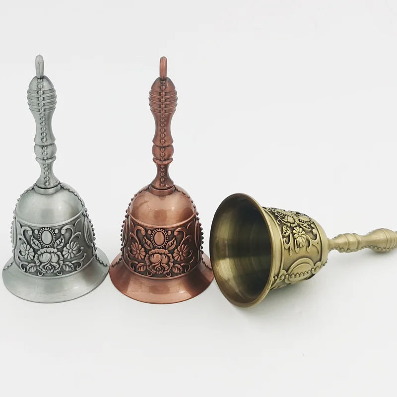 Groß Retro Handkurbel Glocke Kupferlegierung Servieren Schule Klasse Metall Anhänger Handwerk Hochzeit Dekoration Alarm Kirche Bar Hotel