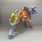 Graffiti-Malerei Harz Bull Figuren Home Wohnzimmer Schlafzimmer Büro Desktop Feng Shui Ornamente Sammlung Statuen
