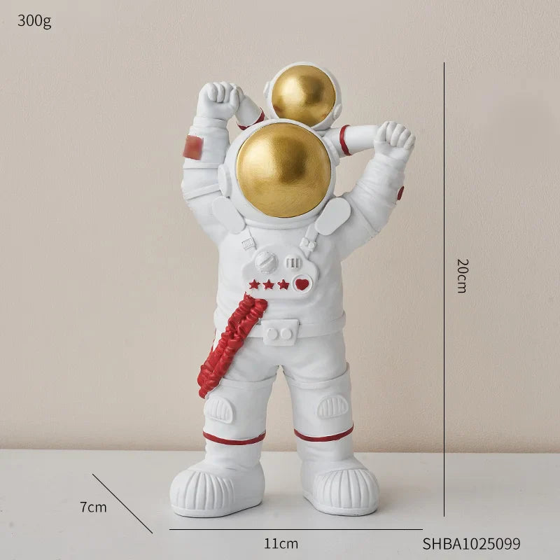 Heimdekor Moderne Wohnzimmer Schreibtischdekoration Zubehör Einfache Vater und Sohn Astronaut Figurine Süße Harz Einrichtung Handwerk