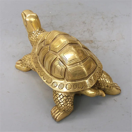 Brass Feng Shui Schildkröte Statue Glückliches Tier Skulptur für Langlebigkeit Haus Büro Dekoration Figürchen Geschenk Studienornament