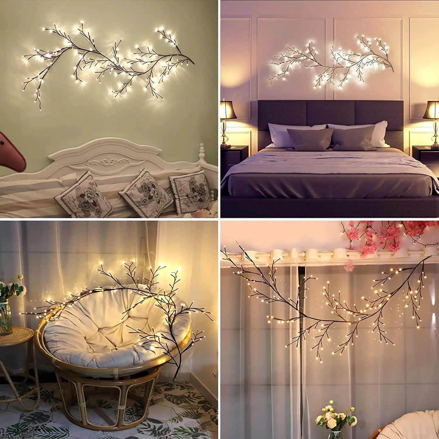 Frendorf | WillowGlow™ LED Weidenzweig Lichterkette | Flexibles Stimmungslicht für Wand & Dekoration | Deko für Zuhause & Events