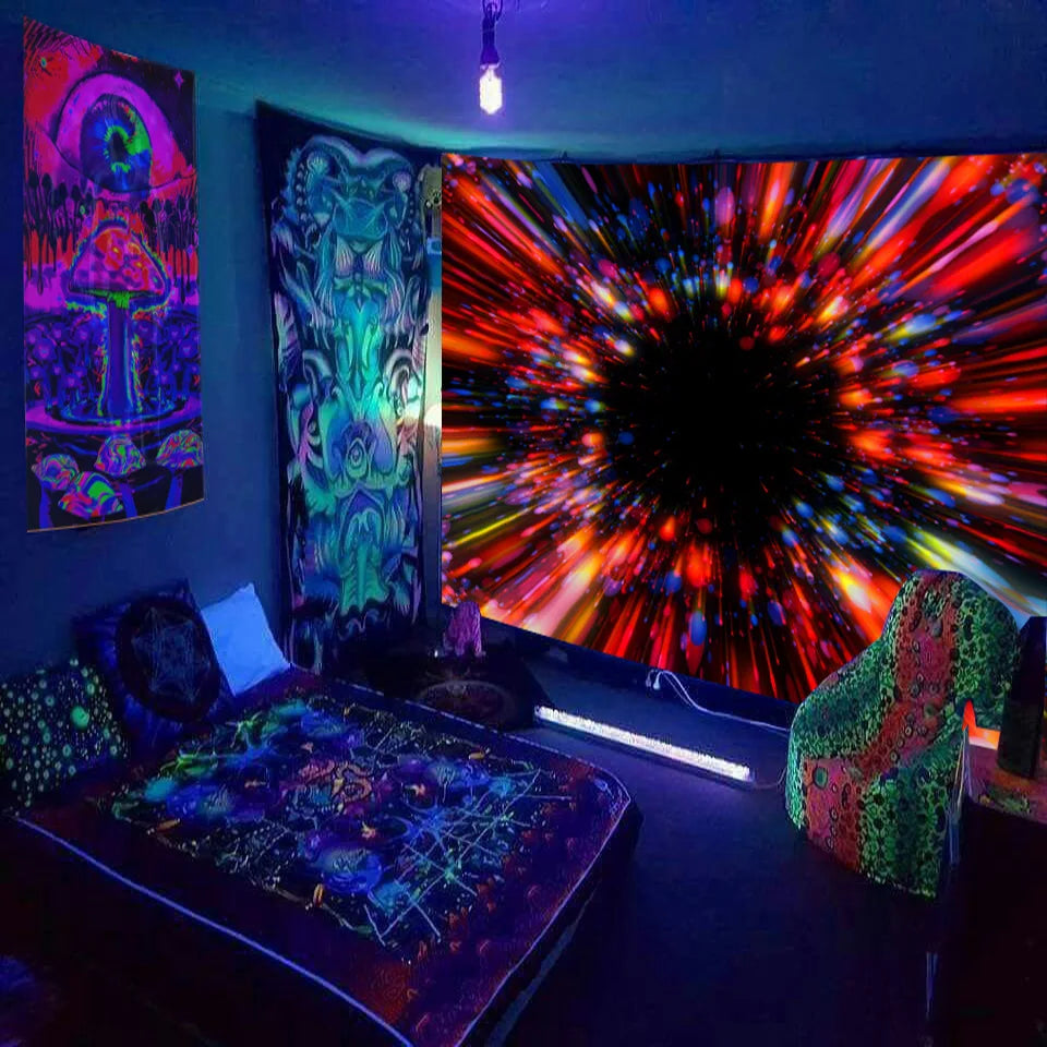 Psychedelischer Pilz Glow Wandteppich