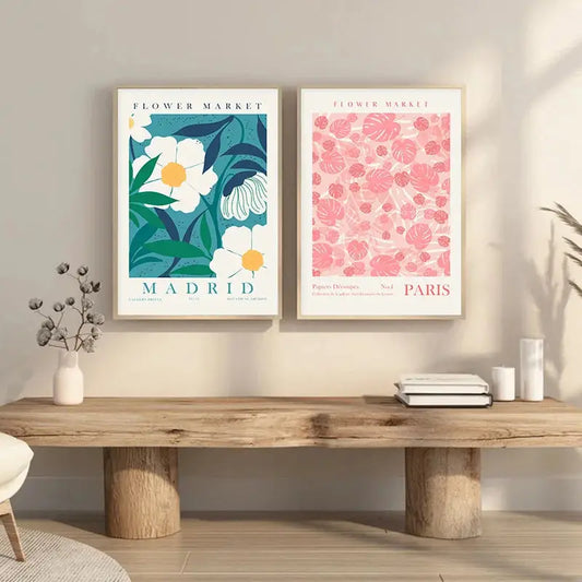 Blumenmarkt Farbprint Wandkunst Frühlingsblumen Botanische Leinwandmalerei Flur Wohnzimmer Wandplakat Wohnkultur