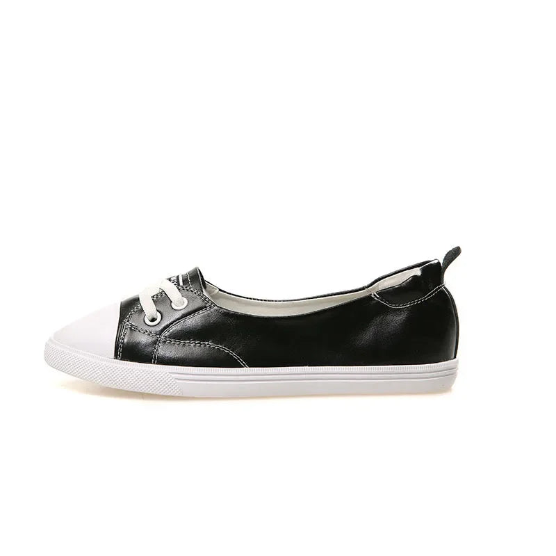 Frendorf | 100% Echtes Leder Schuhe Frauen Flach Causal Schuhe Weiches Rindsleder Weiße Flats