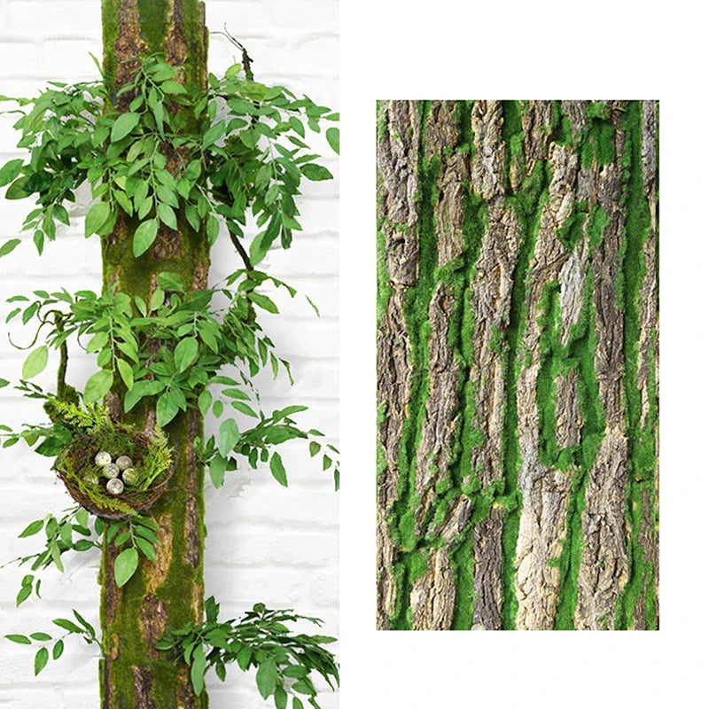 DIY Wanddekoration Grünpflanze Rinde