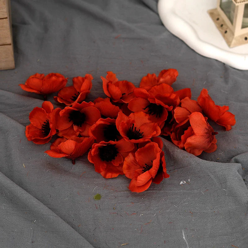Frendorf | 20 Stück Seiden-Kunst-Poppyköpfe – Perfekt für Hochzeiten, Partys, Zuhause, Weihnachtsdekoration und DIY-Projekte