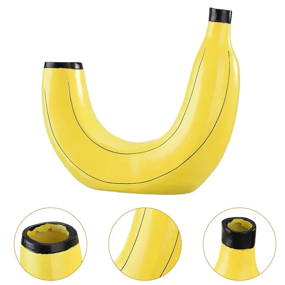 Bananenvase, Blumenvase aus Kunstharz, niedliche Bananenform, dekorative Tischvase für Blumenarrangements, Wohnzimmer, Schlafzimmer, Heimdekoration