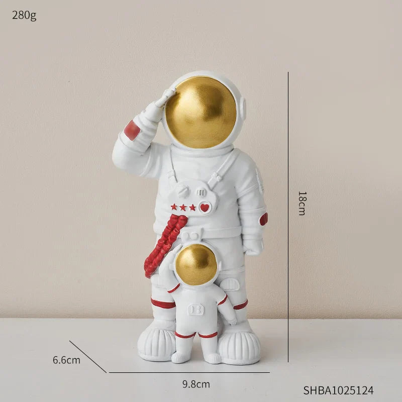 Heimdekor Moderne Wohnzimmer Schreibtischdekoration Zubehör Einfache Vater und Sohn Astronaut Figurine Süße Harz Einrichtung Handwerk