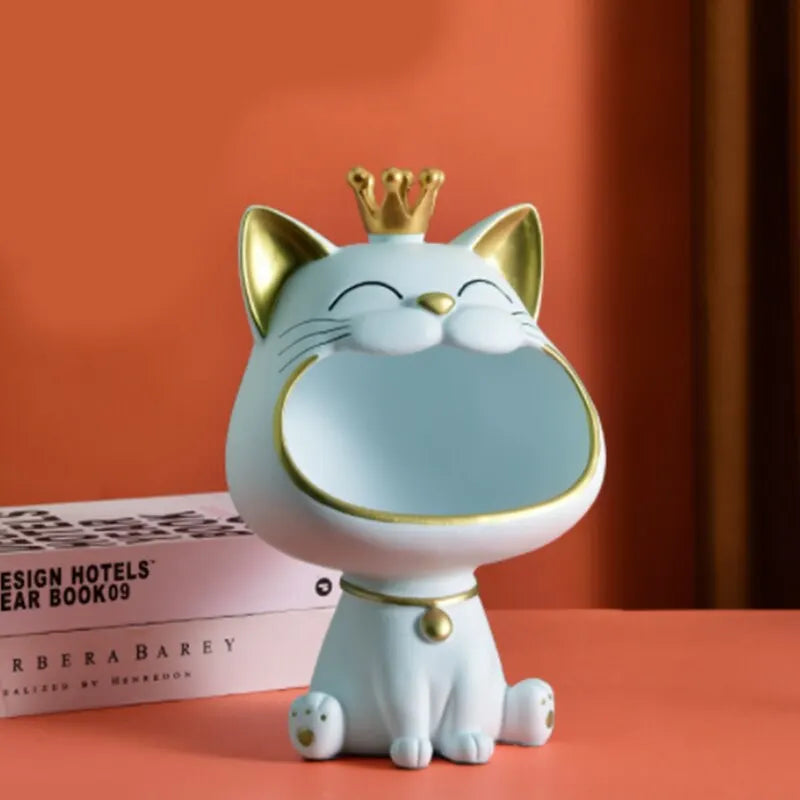 Fortune Crown Big Mouth Cat Eingang Schlüsselablage Dekoratives Ornament, Licht Luxus Einweihungsgeschenk Skulptur
