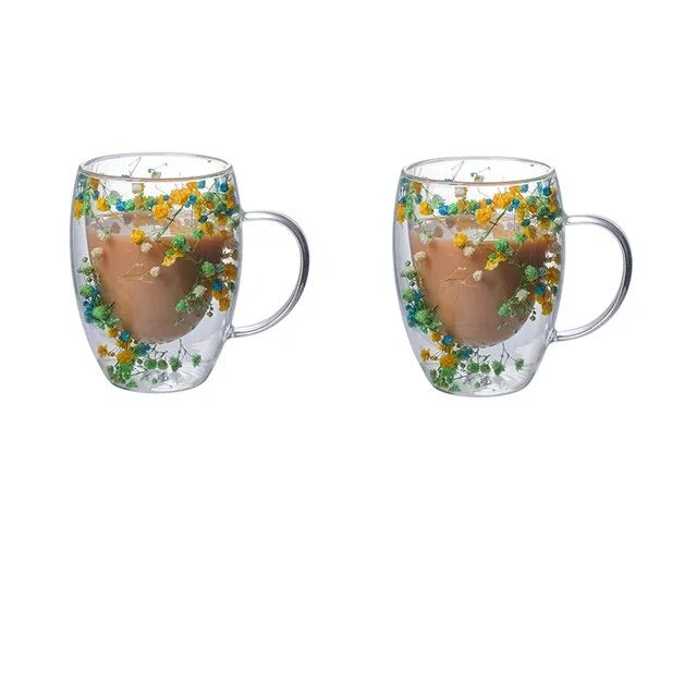 Frendorf | 2 Stück Trockenblumen Doppelt Wand Glasbecher