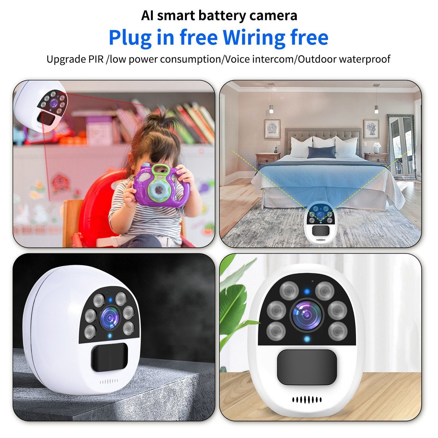 Solarbetriebene 1080P WiFi-Sicherheitskamera mit Solarpanel