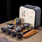 9-teiliges Set Teawere Retro Designer Cool Lila Sand Keramikk Teekannen Set Reise Kong Fu Teeset Porzellan Lila Sand Topf Teesieb