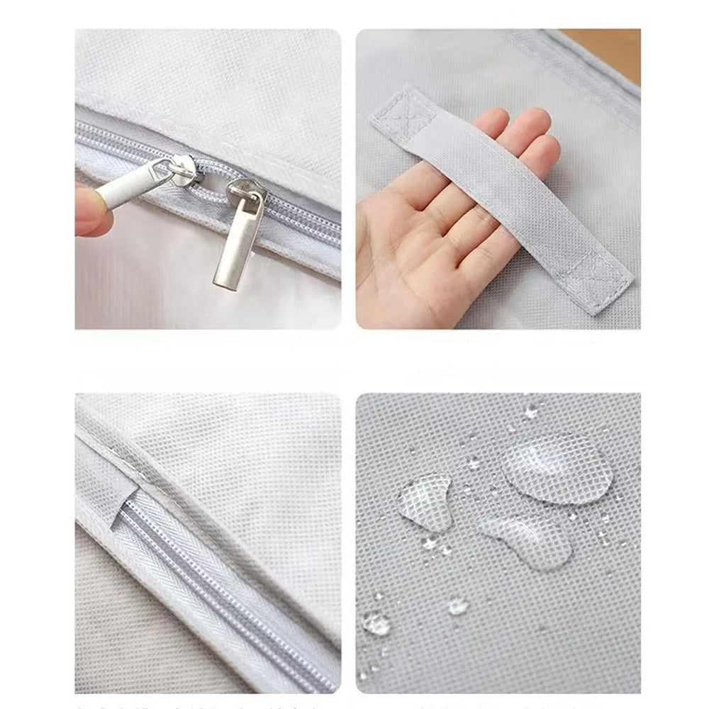 Frendorf | SoftStow Aufbewahrungstasche | Faltbar & Staubgeschützt | Für Kleidung & Decken | Vliesstoff Grau