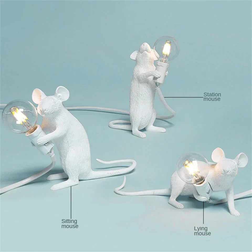 Frendorf | CritterGlow Moderne LED Tischlampe | Harz Tierdesign | Ratte, Katze & Eichhörnchen | Nachtlicht & Wohnkultur