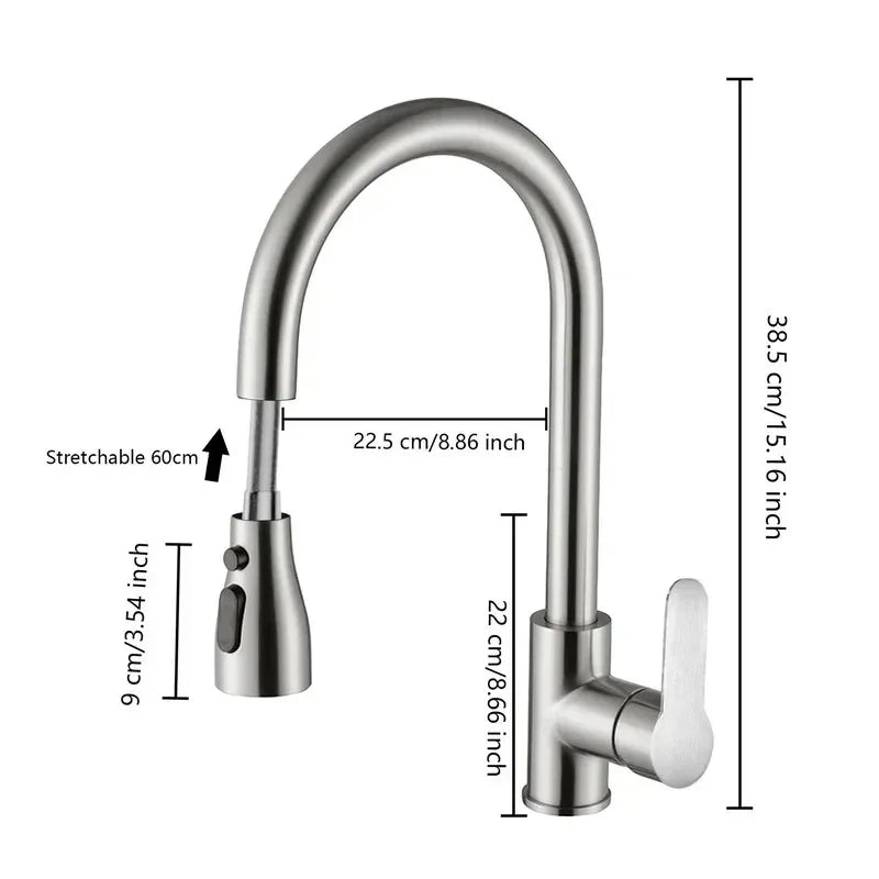 Frendorf | Küchenarmatur mit ausziehbarem Auslauf – Gebürstetes Nickel