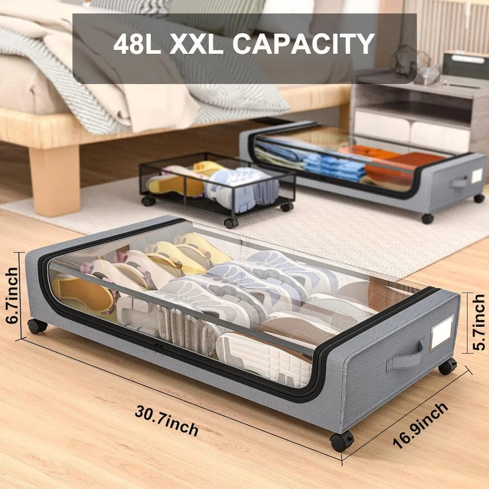 Frendorf | Unterbett-Aufbewahrung stapelbarer rollbarer Box-Organizer