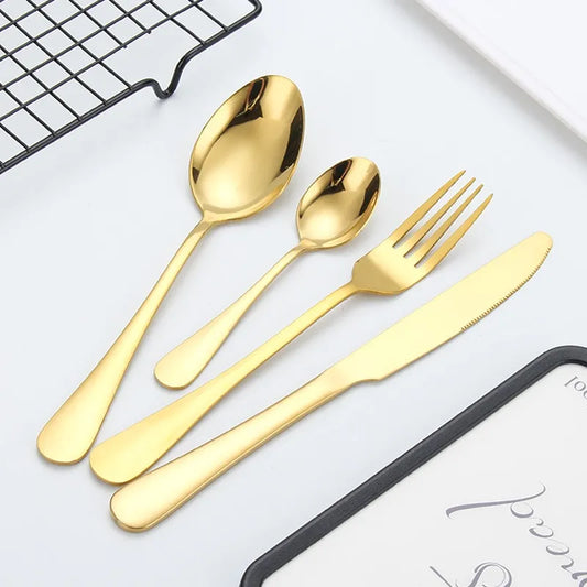 Frendorf | Opulentes Gold Besteckset - Das elegante 24-teilige Gold- und Silberbesteckset