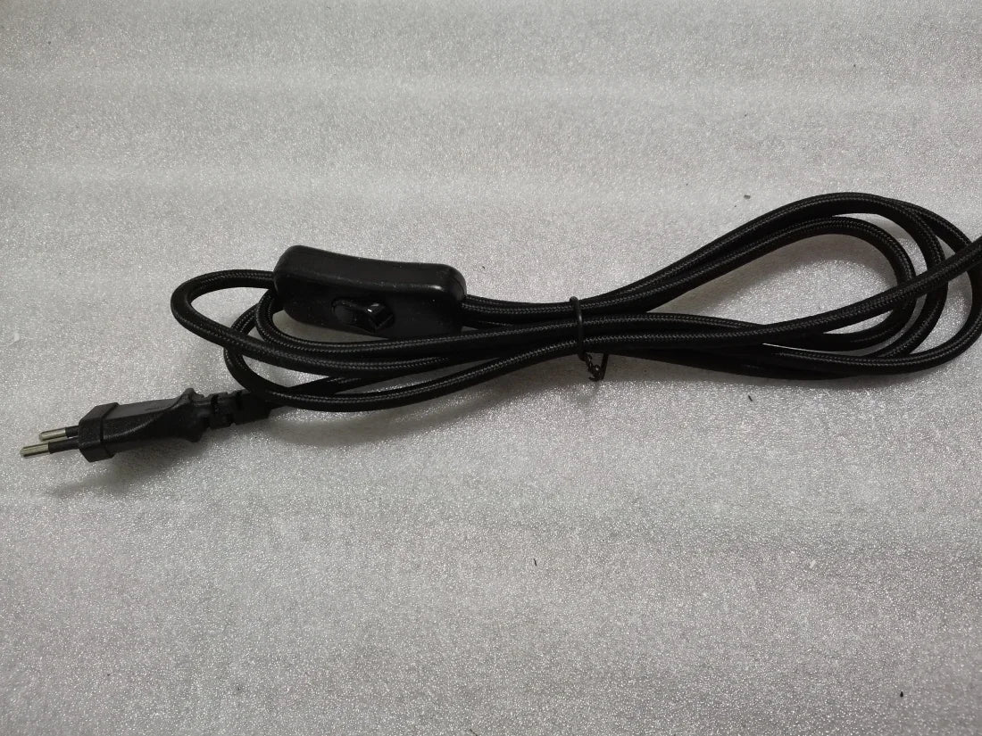 Frendorf | 220V AC Stromkabel mit europäischem Stecker und Schalter – Klassisches Stofftextil umhülltes Flex-Verlängerungskabel für Tischlampe