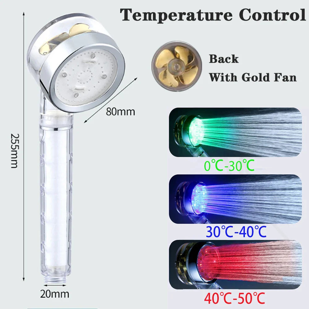 Temperatursensor LED Turbo Duschkopf