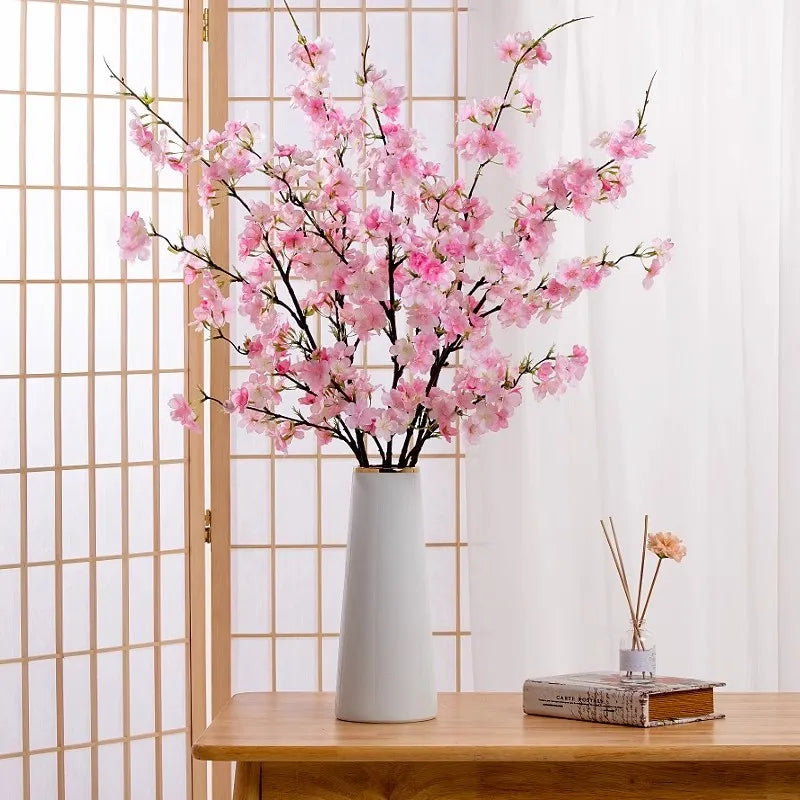 Frendorf | 106CM künstlicher Kirschblütenzweig – Seidenpfirsichblüte für Hochzeits-, Wohn- und Esstischdekoration