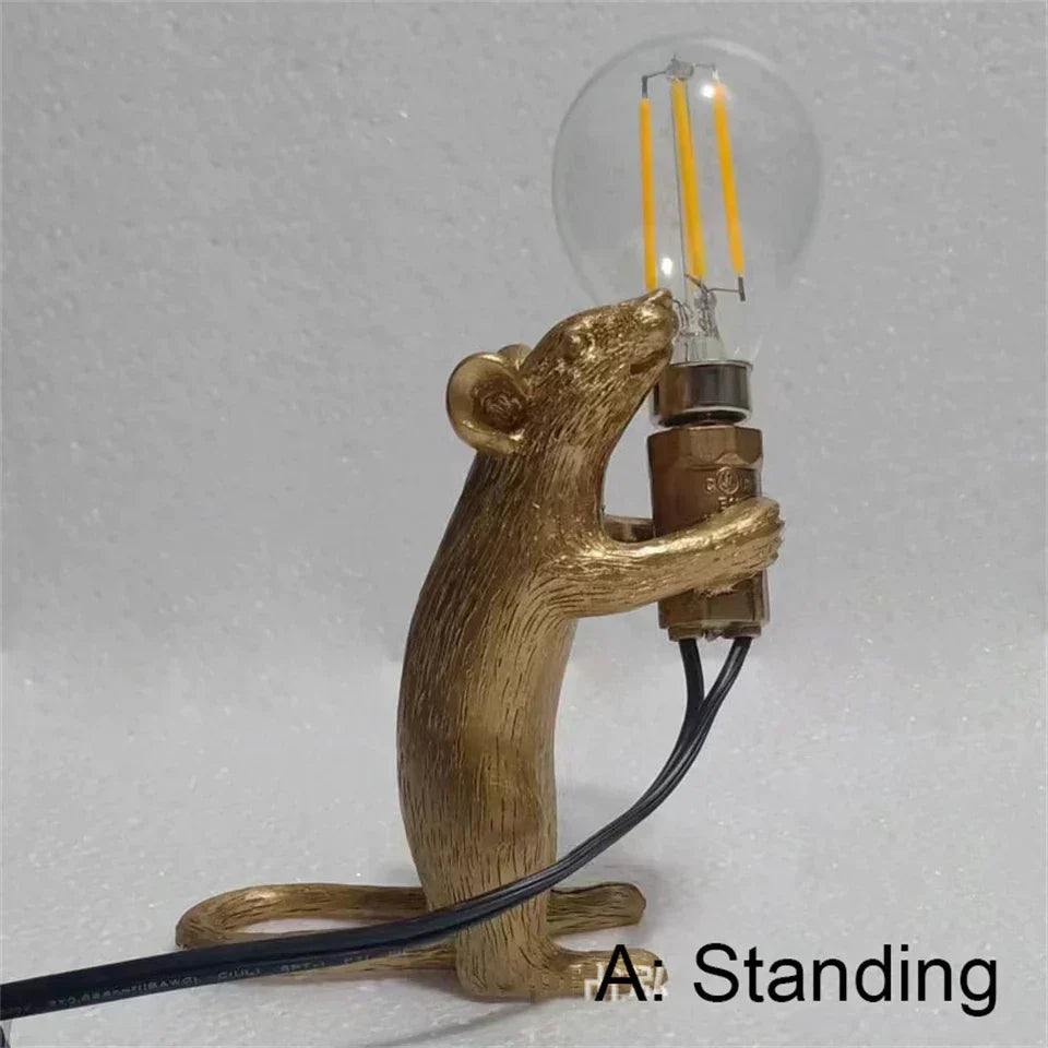 Frendorf | CritterGlow Moderne LED Tischlampe | Harz Tierdesign | Ratte, Katze & Eichhörnchen | Nachtlicht & Wohnkultur