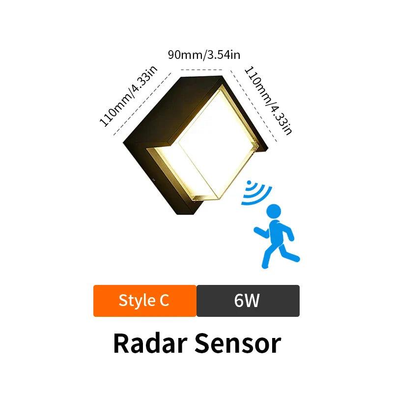 Frendorf | LED Smart Bewegungsmelder Wandlicht – 6W/12W Automatische Notbeleuchtung für Innen- & Außenbereich (Flure, Balkone, Schlafzimmer)