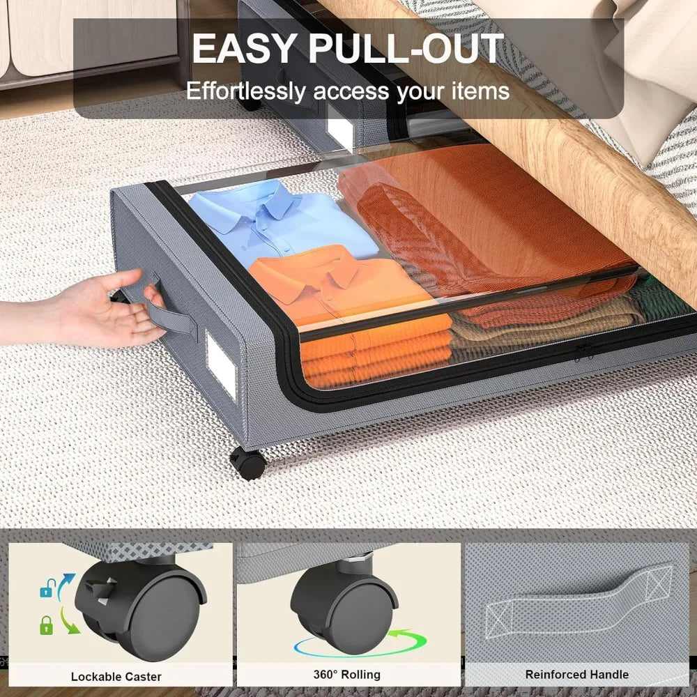 Frendorf | Unterbett-Aufbewahrung stapelbarer rollbarer Box-Organizer