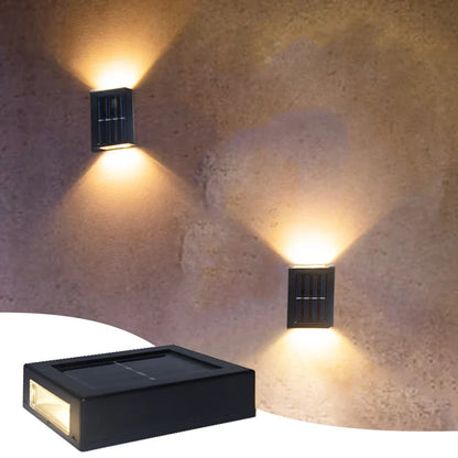 Wasserdichte LED Solar Wandleuchte: Auf- und Abstrahlung für Balkon, Garten, Straße und Landschaft