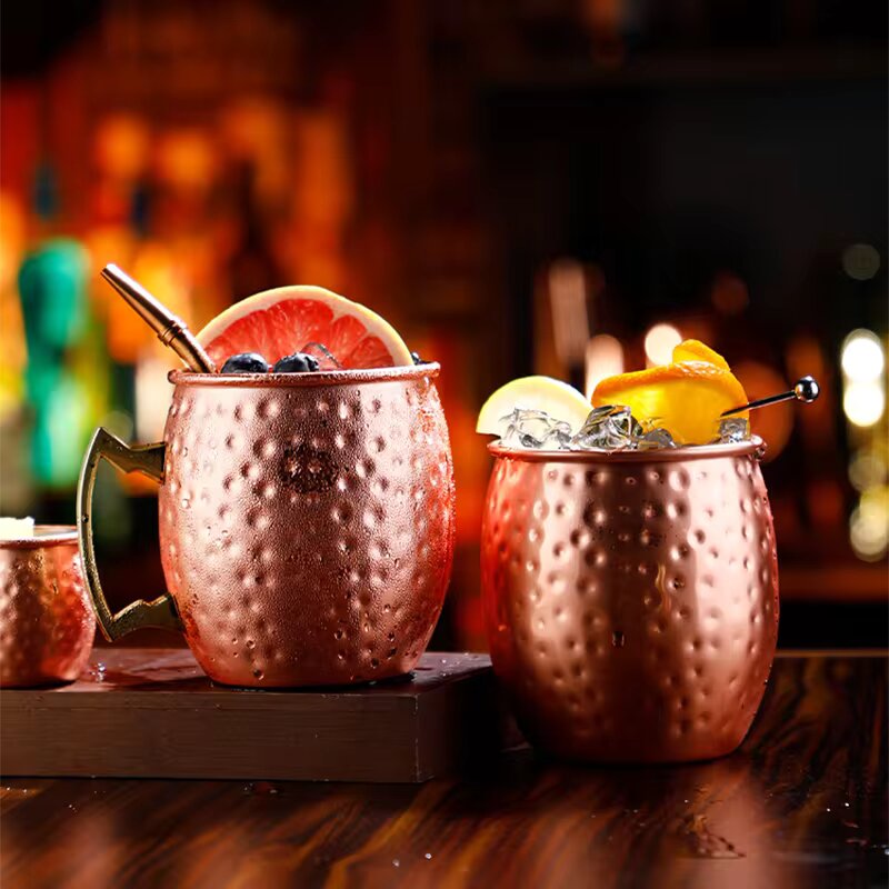 Frendorf | Moscow Mule Fässer kupferbeschichtete Becher – elegante 60ml rosegold glatte Mini-Tassen, perfekt zum Servieren von Cocktails, Espresso oder Shots, langlebige Edelstahlkonstruktion mit einem stilvollen und zeitlosen Design.