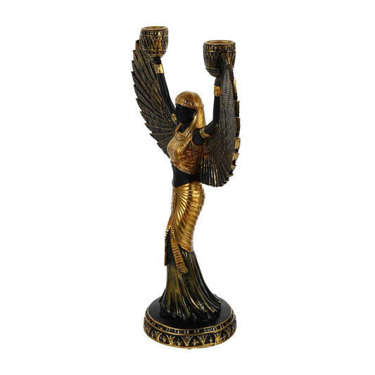 Ägyptische Halter Statue Göttin Isis Figur Skulptur Kerzenhalter Harz Dekor Metall Home Winged Theme Säule Antike