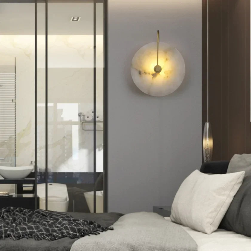 Frendorf | Marblite Disk Wandlampe | Edle Marmor-Wandleuchte | Modernes Design | Stimmungsvolles Licht