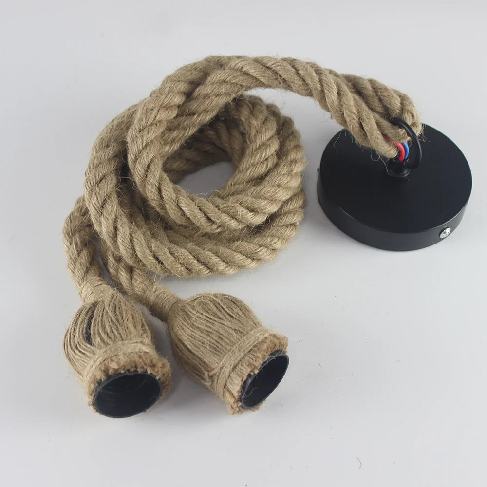 Vintage Hanfseil Pendelleuchte