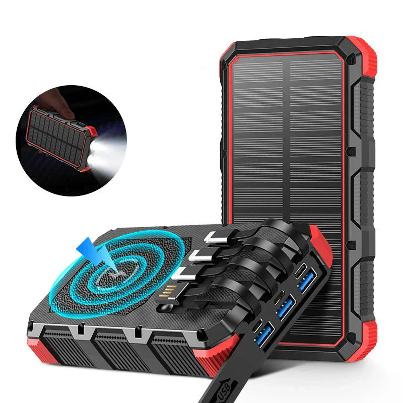 Frendorf | Neue 30000mAh Heavy Duty Schnell Solar QI Power Bank Mit Wireless Charging Für Android Samsung iPhones