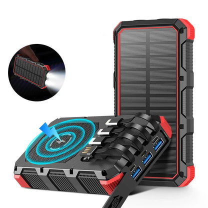 Frendorf | Neue 30000mAh Heavy Duty Schnell Solar QI Power Bank Mit Wireless Charging Für Android Samsung iPhones