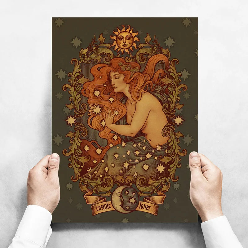 Art Nouveau Kraftpapier Poster Vintage Zuhause Zimmer Bar Café Dekor Ästhetische Kunst Wandgemälde