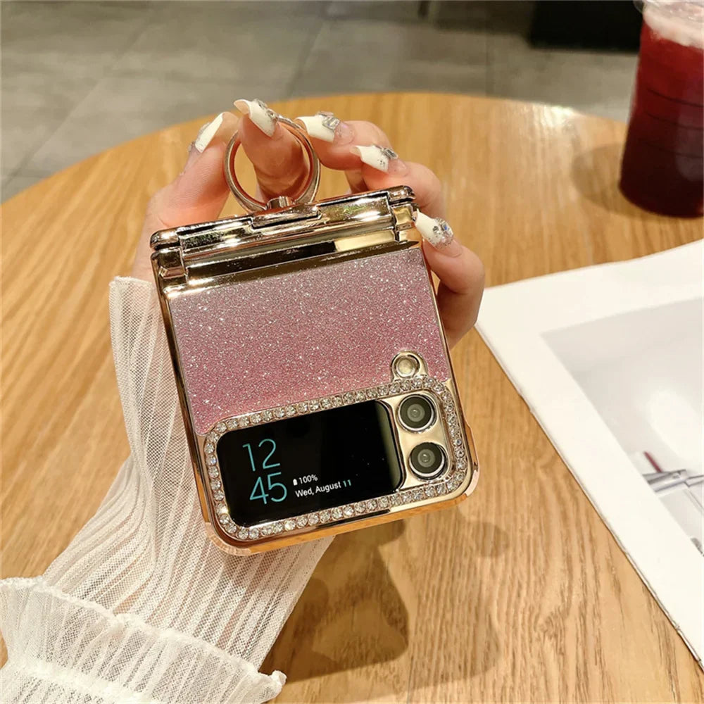 Frendorf | Gradient Glitter Diamond Samsung Z Flip Ring Halter Hülle