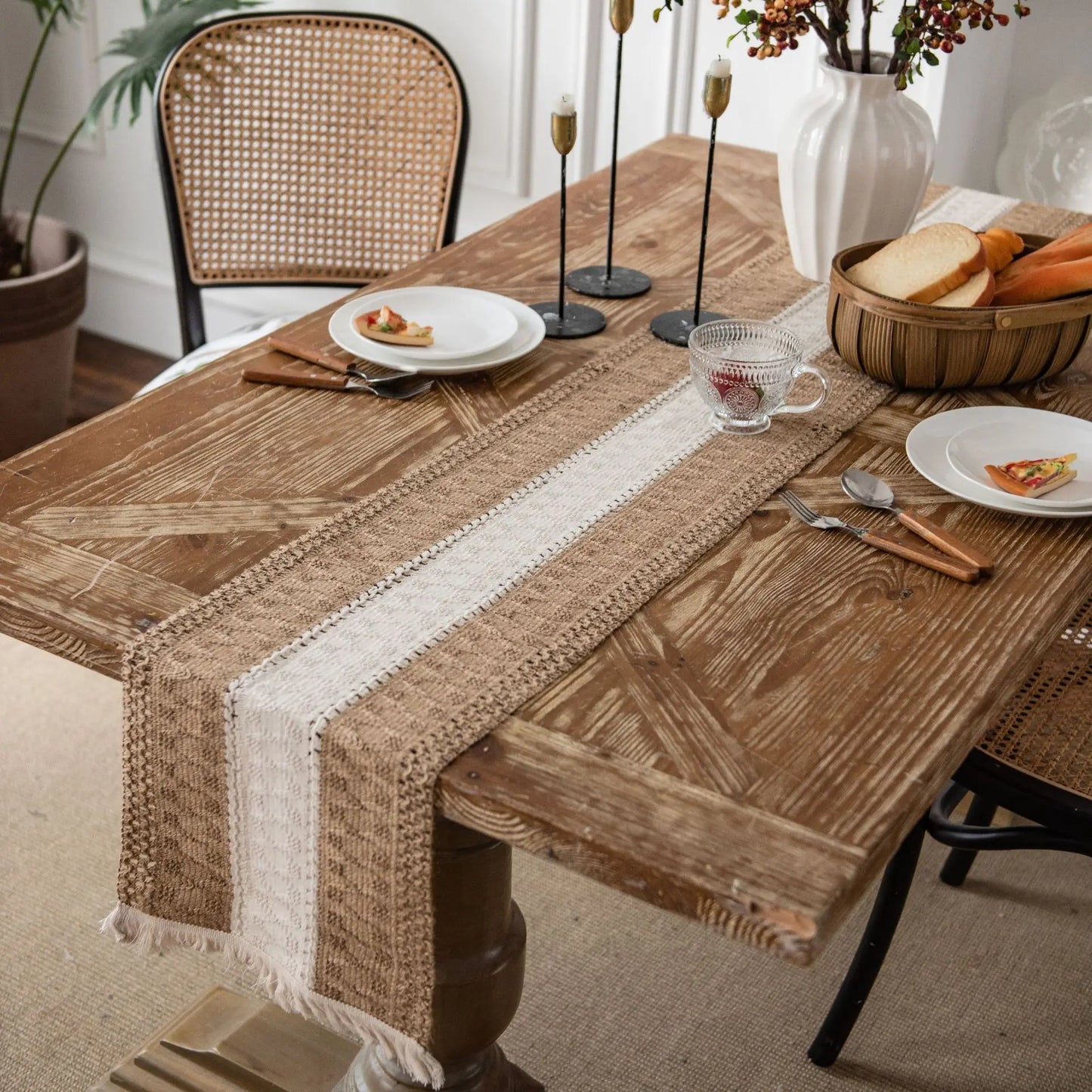 Baumwolle Bohemian Stil Jute Tischläufer