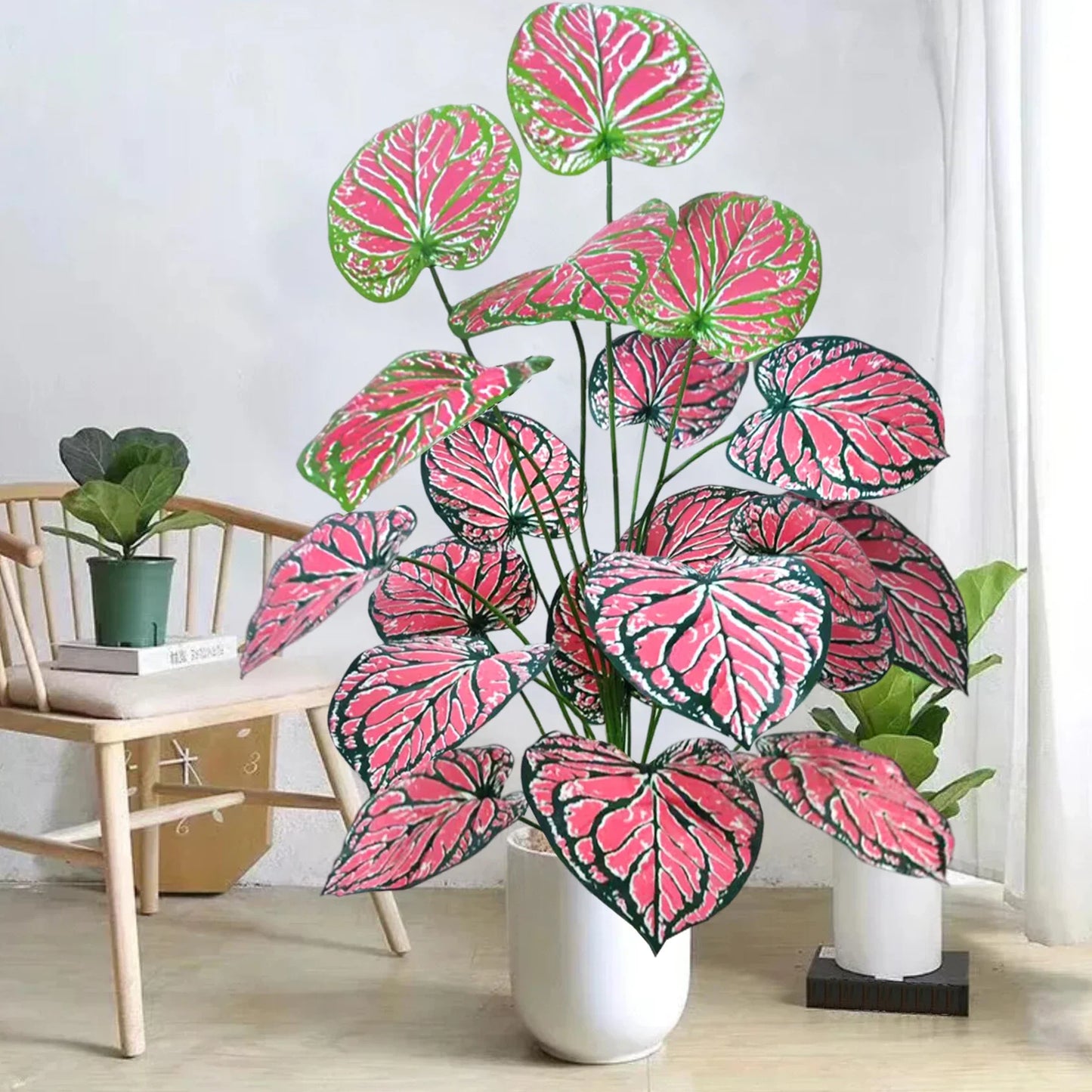 Frendorf | 105 cm Künstliche Pink Fairy Taro & Monstera Blätter – Seidentradieschen & Callalilien Dekor für Zuhause, Büro und Jubiläumsfeiern – Boden Display