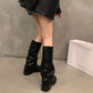 Frendorf | Retro-Stil Kniehohe Stiefel Damen Mode Damen Slip-On Ritter Lange Stiefel Herbst Winter Damen Schuhwerk