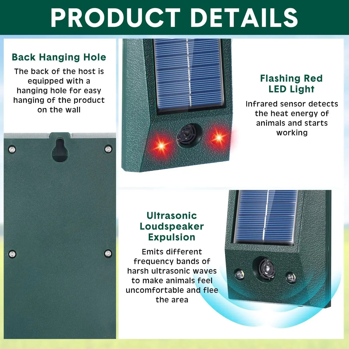 Frendorf | BirdAway | Ultraschall-Vogelvertreiber | Solarbetrieben & Wetterfest