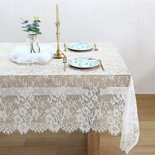 Rustikale Hochzeit Weiße Spitze Tischdecke Vintage Bestickte Empfangstisch Dekor Boho Party Valentinstag Tischdecke