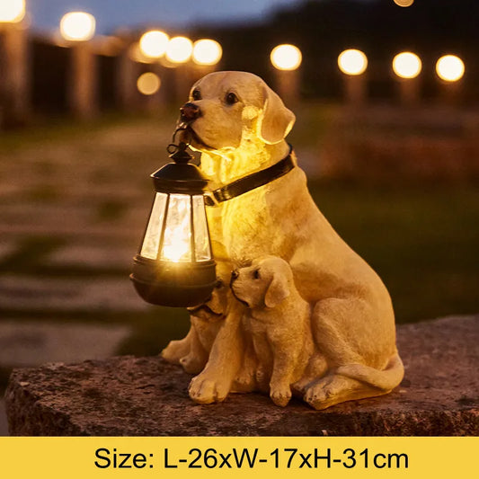 Frendorf | Solarbetriebene Outdoor-Harz-Hundestatue Lampe
