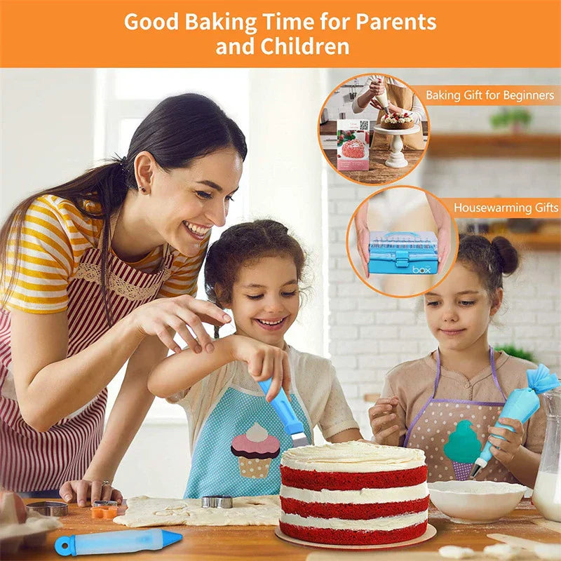 Frendorf | BakeMaster | Tortendeko-Set 236-teilig | Edelstahl-Spritztüllen & Spritzbeutel | Für Backfans & Hobbybäcker