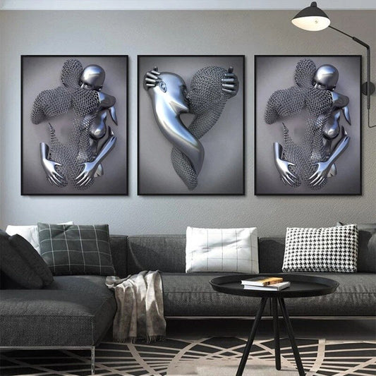 Metallfigur Skulptur Kunst Leinwandmalerei Romantisches Abstract Poster und Druck Wandkunst Bild Moderne Wohnzimmer Wohnung Dekoration